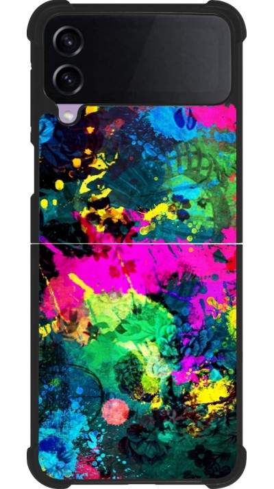 Coque Samsung Galaxy Z Flip4 - Silicone rigide noir Splash paint
