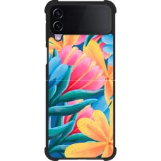 Samsung Galaxy Z Flip4 Case Hülle - Silikon schwarz Spring 23 colorful flowers