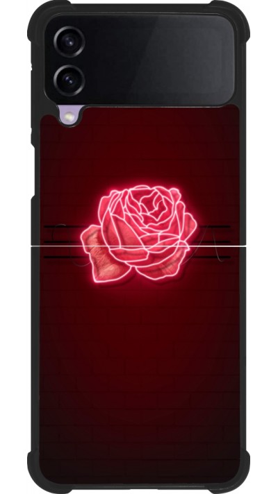 Coque Samsung Galaxy Z Flip4 - Silicone rigide noir Spring 23 neon rose