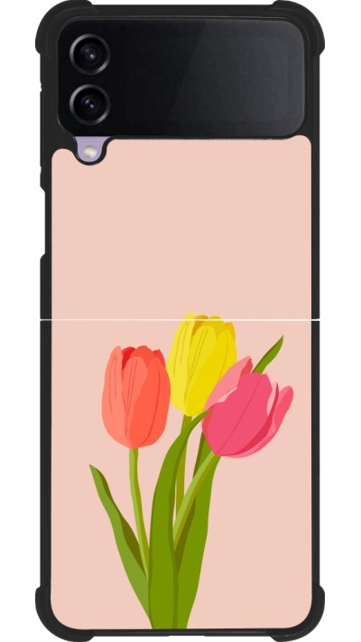 Coque Samsung Galaxy Z Flip4 - Silicone rigide noir Spring 23 tulip trio
