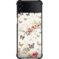 Coque Samsung Galaxy Z Flip4 - Silicone rigide noir Spring 25 Papillons Légers