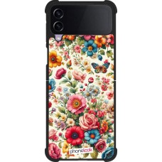 Coque Samsung Galaxy Z Flip4 - Silicone rigide noir Spring 25 printemps fleuri