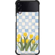 Coque Samsung Galaxy Z Flip4 - Silicone rigide noir Blue vichy tulips 2026