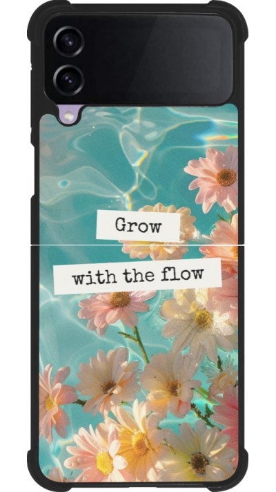 Coque Samsung Galaxy Z Flip4 - Silicone rigide noir Summer 2025 Grow with the flow
