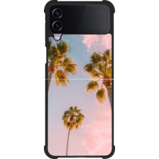 Coque Samsung Galaxy Z Flip4 - Silicone rigide noir Summer 2025 Palmiers