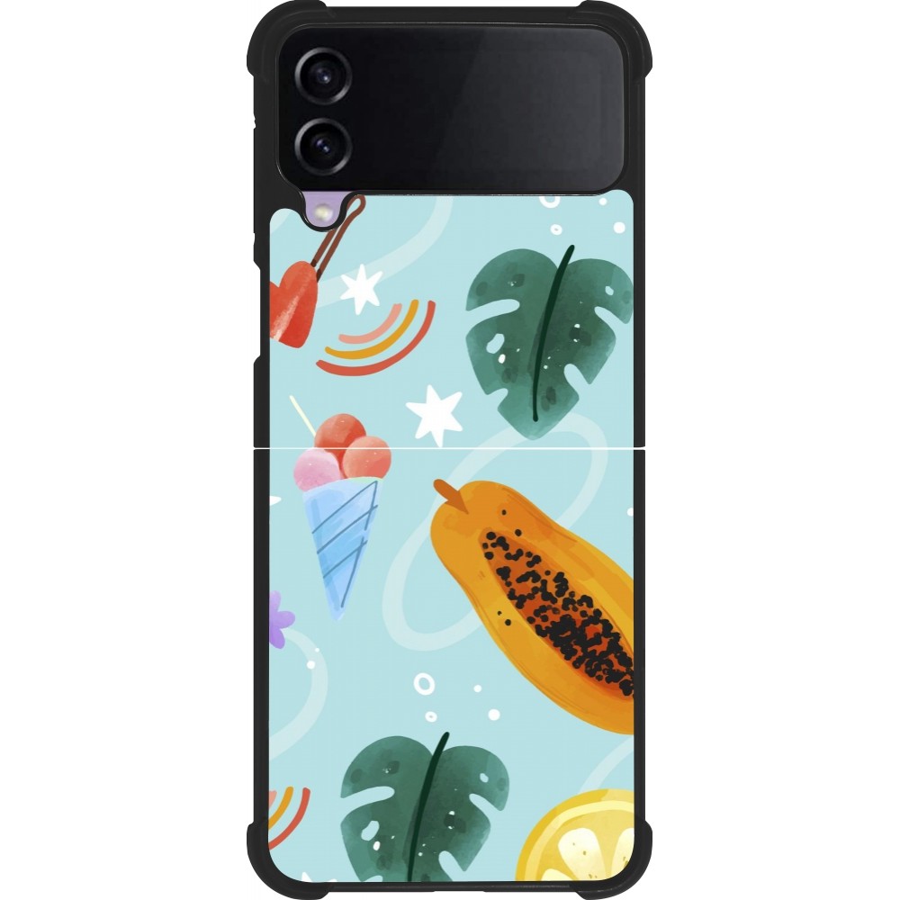 Coque Samsung Galaxy Z Flip4 - Silicone rigide noir Summer 2025 Pattern papaya