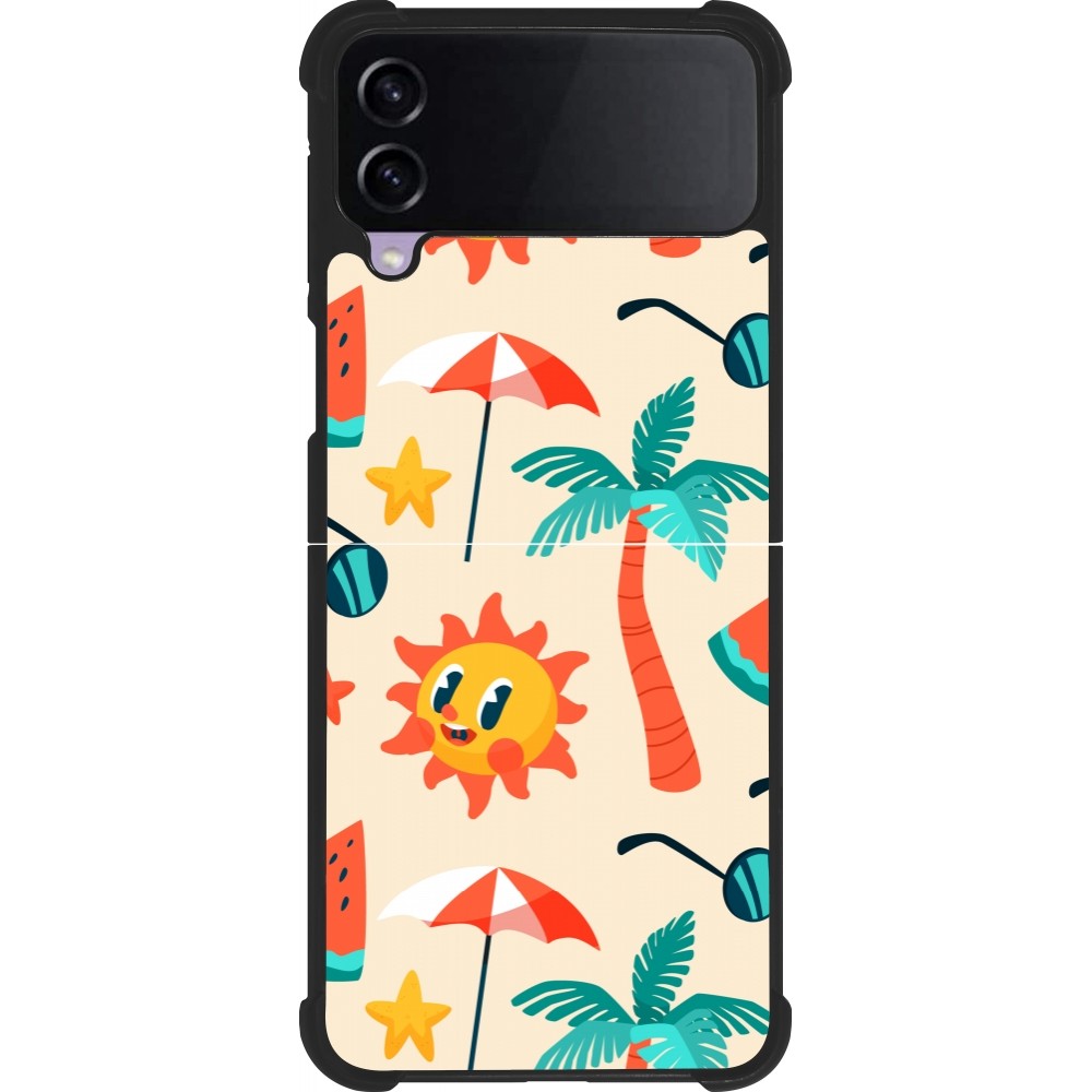 Samsung Galaxy Z Flip4 Case Hülle - Silikon schwarz Summer 2025 Pattern soleil