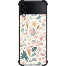 Coque Samsung Galaxy Z Flip4 - Silicone rigide noir Summer Pink Pattern