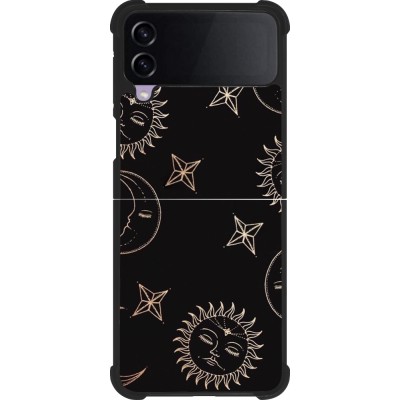 Coque Samsung Galaxy Z Flip4 - Silicone rigide noir Suns and Moons
