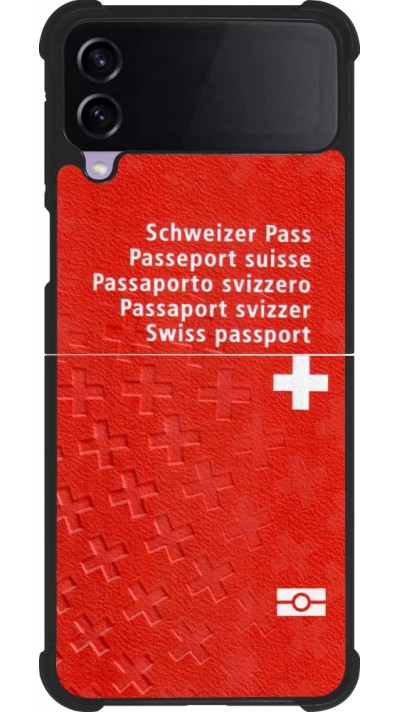 Coque Samsung Galaxy Z Flip4 - Silicone rigide noir Swiss Passport