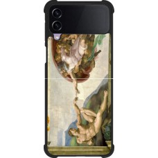 Coque Samsung Galaxy Z Flip4 - Silicone rigide noir Tableau art - La Création d’Adam - Michel-Ange