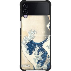 Coque Samsung Galaxy Z Flip4 - Silicone rigide noir Tableau art - La Grande Vague de Kanagawa - Hokusai
