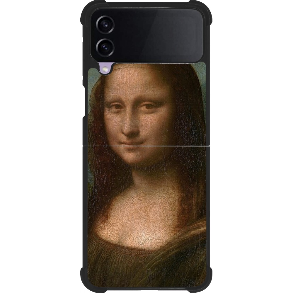 Coque Samsung Galaxy Z Flip4 - Silicone rigide noir Tableau art - La Joconde - Léonard de Vinci