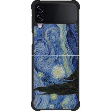 Coque Samsung Galaxy Z Flip4 - Silicone rigide noir Tableau art - La Nuit étoilée - Van Gogh