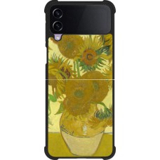 Coque Samsung Galaxy Z Flip4 - Silicone rigide noir Tableau art - Les Tournesols - Van Gogh