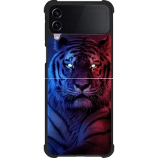Coque Samsung Galaxy Z Flip4 - Silicone rigide noir Tiger Blue Red