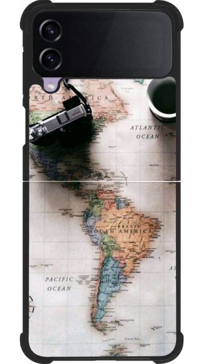 Coque Samsung Galaxy Z Flip4 - Silicone rigide noir Travel 01
