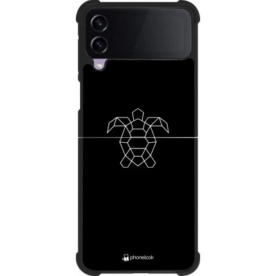 Coque Samsung Galaxy Z Flip4 - Silicone rigide noir Turtles lines on black
