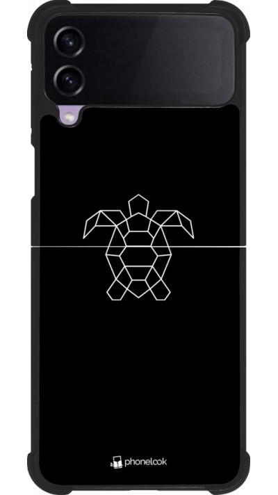 Coque Samsung Galaxy Z Flip4 - Silicone rigide noir Turtles lines on black