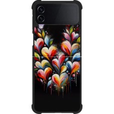 Coque Samsung Galaxy Z Flip4 - Silicone rigide noir Valentine 2024 Coeur Noir Abstrait
