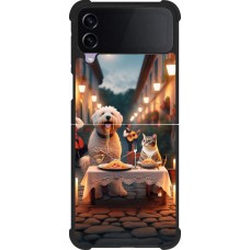 Coque Samsung Galaxy Z Flip4 - Silicone rigide noir Valentine 2024 Dog & Cat Candlelight