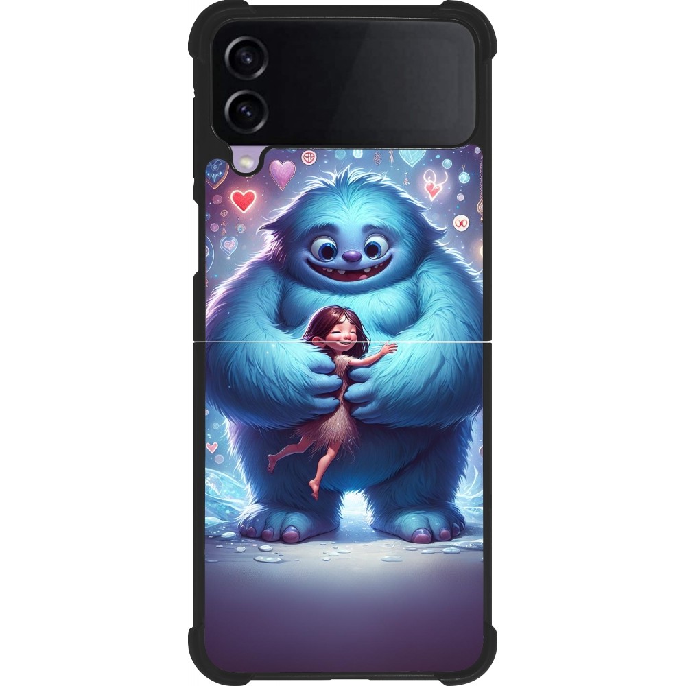 Coque Samsung Galaxy Z Flip4 - Silicone rigide noir Valentine 2024 Fluffy Love