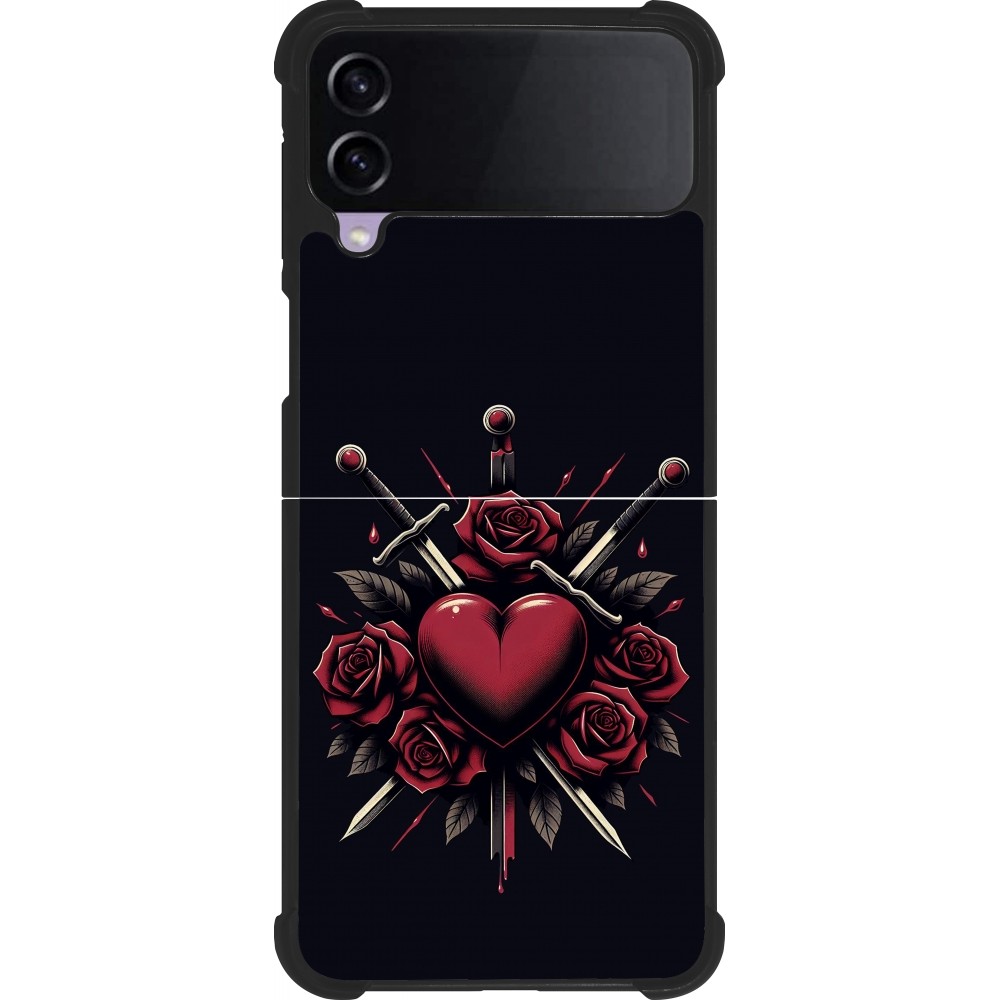 Coque Samsung Galaxy Z Flip4 - Silicone rigide noir Valentine 2024 gothic love