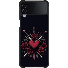 Coque Samsung Galaxy Z Flip4 - Silicone rigide noir Valentine 2024 gothic love