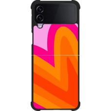 Coque Samsung Galaxy Z Flip4 - Silicone rigide noir Valentine 2024 heart gradient
