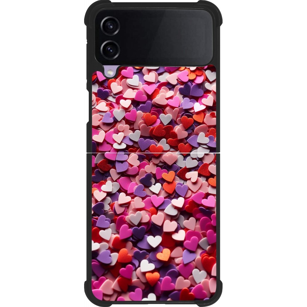 Coque Samsung Galaxy Z Flip4 - Silicone rigide noir Valentine 2025 Confetti