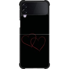 Coque Samsung Galaxy Z Flip4 - Silicone rigide noir Valentine 2023 attached heart
