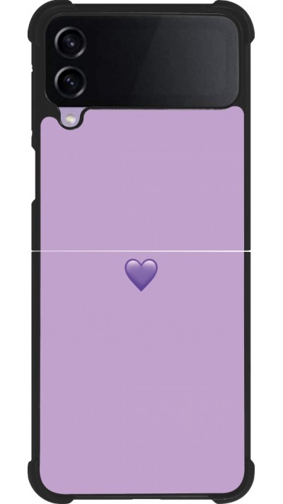 Coque Samsung Galaxy Z Flip4 - Silicone rigide noir Valentine 2023 purpule single heart