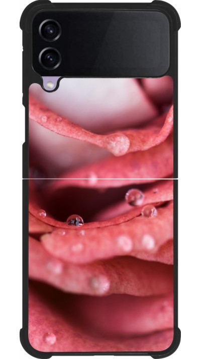 Coque Samsung Galaxy Z Flip4 - Silicone rigide noir Valentine 2023 wet petals