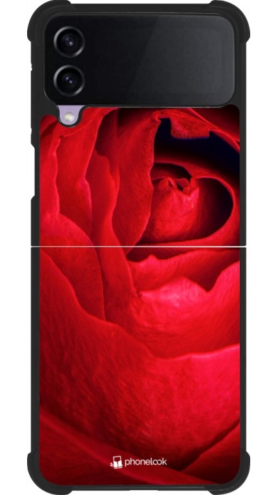 Coque Samsung Galaxy Z Flip4 - Silicone rigide noir Valentine 2022 Rose