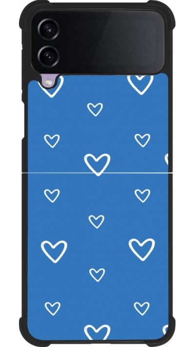 Coque Samsung Galaxy Z Flip4 - Silicone rigide noir Valentine 2023 blue hearts