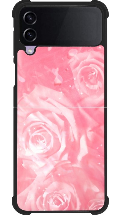 Coque Samsung Galaxy Z Flip4 - Silicone rigide noir Valentine 2023 bouquet de roses