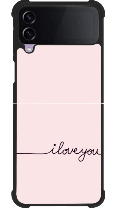 Coque Samsung Galaxy Z Flip4 - Silicone rigide noir Valentine 2023 i love you writing