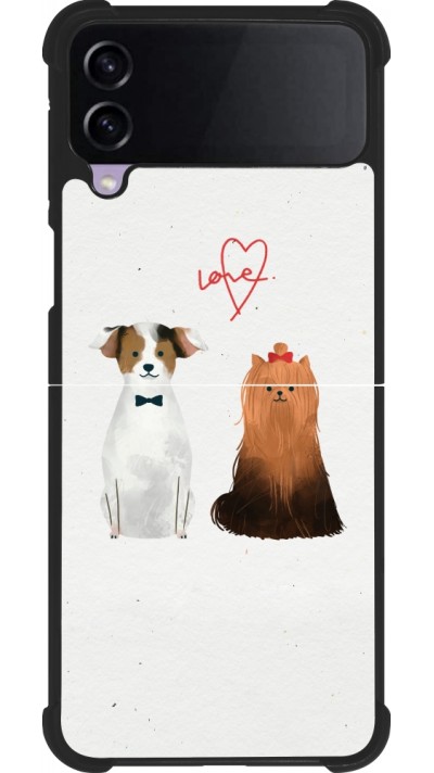 Coque Samsung Galaxy Z Flip4 - Silicone rigide noir Valentine 2023 love dogs