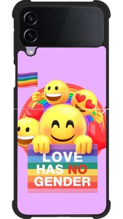 Coque Samsung Galaxy Z Flip4 - Silicone rigide noir Valentine 2023 love has no gender