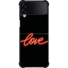 Coque Samsung Galaxy Z Flip4 - Silicone rigide noir Valentine 2023 neon love