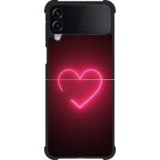 Coque Samsung Galaxy Z Flip4 - Silicone rigide noir Valentine 2023 single neon heart