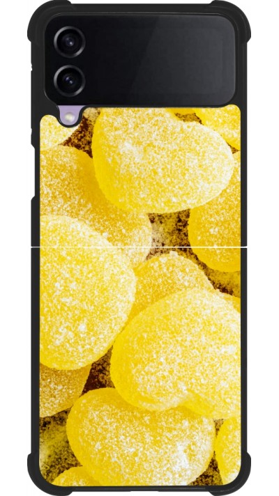 Coque Samsung Galaxy Z Flip4 - Silicone rigide noir Valentine 2023 sweet yellow hearts