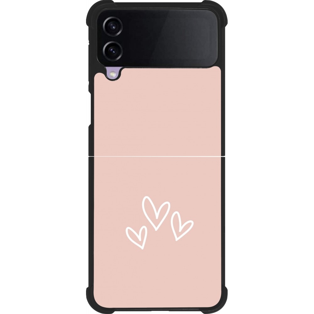 Coque Samsung Galaxy Z Flip4 - Silicone rigide noir Valentine 2023 three minimalist hearts