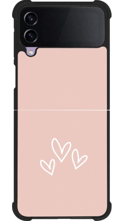 Coque Samsung Galaxy Z Flip4 - Silicone rigide noir Valentine 2023 three minimalist hearts