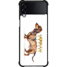 Coque Samsung Galaxy Z Flip4 - Silicone rigide noir Wine Teckel