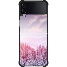 Coque Samsung Galaxy Z Flip4 - Silicone rigide noir Winter 22 Pink Forest