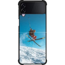 Coque Samsung Galaxy Z Flip4 - Silicone rigide noir Winter 22 Ski Jump