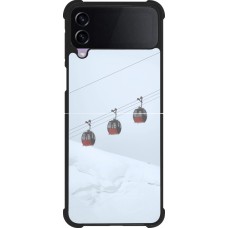 Coque Samsung Galaxy Z Flip4 - Silicone rigide noir Winter 22 ski lift