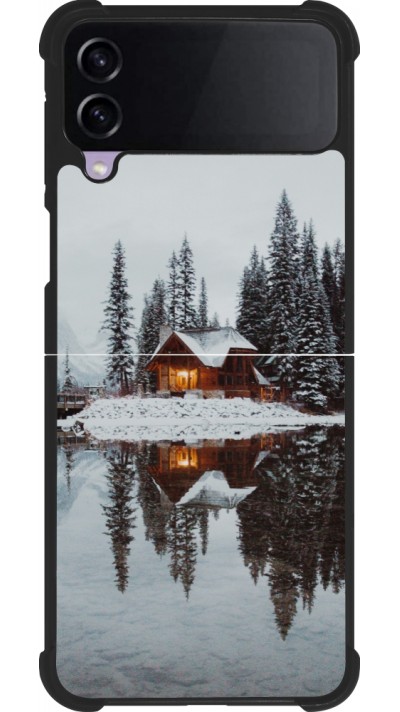 Samsung Galaxy Z Flip4 Case Hülle - Silikon schwarz Winter 25 Winter house forest afternoon