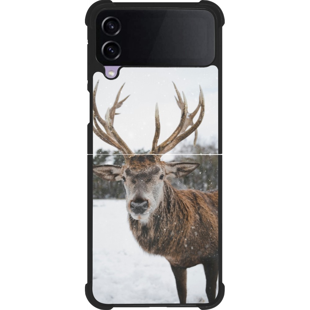 Samsung Galaxy Z Flip4 Case Hülle - Silikon schwarz Winter 25 Winter reindeer